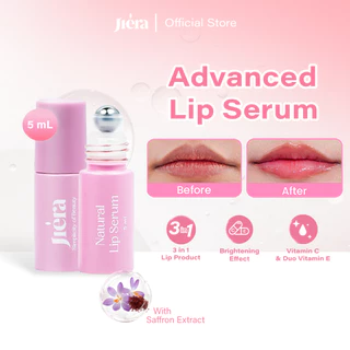 [New Formulation] JIERA Advanced Lip Serum Roll On 5ml with Vitamin C dan Duo Vitamin E, Membantu Mencerahkan Bibir, Eksfoliasi, serta Melembapkan dengan UV Protection, Solusi Bibir Hitam dan Pecah-Pecah, untuk Bibir Pink Merah Permanen Alami