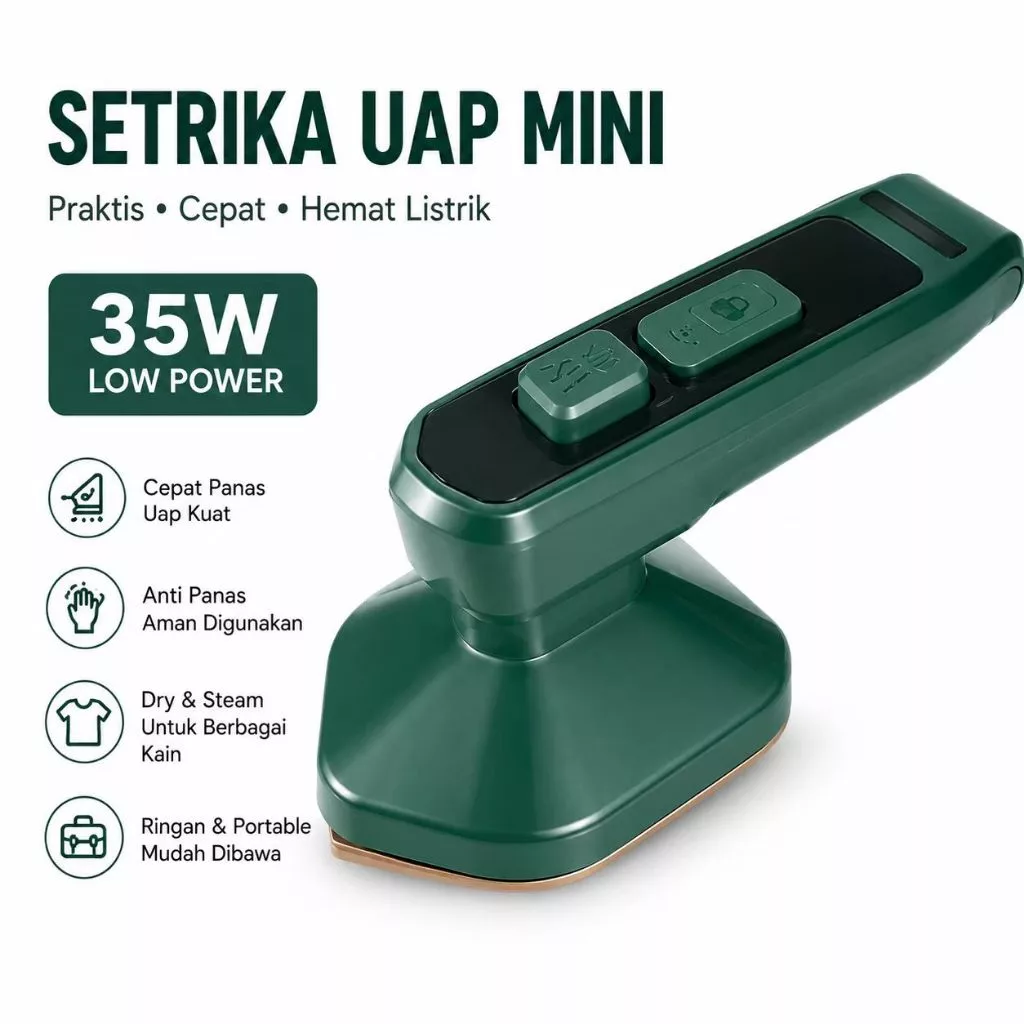 Setrika Uap Mini Portable 35W Penghilang Kusut Cepat Panas Hemat Listrik untuk Baju Travel & Rumah