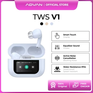 ADVAN TWS V1 Bluetooth Earbuds ANC | Smart Touch Display | Bluetooth 6.0 | Custom EQ | Touch Control | IPX4 waterproof