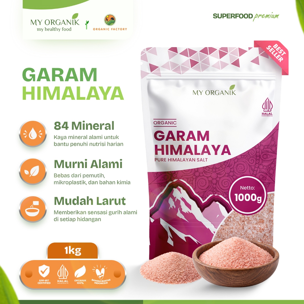 My Organik Garam Himalaya 1 Kg Asli Himalayan Pink Salt Original Penyedap Rasa