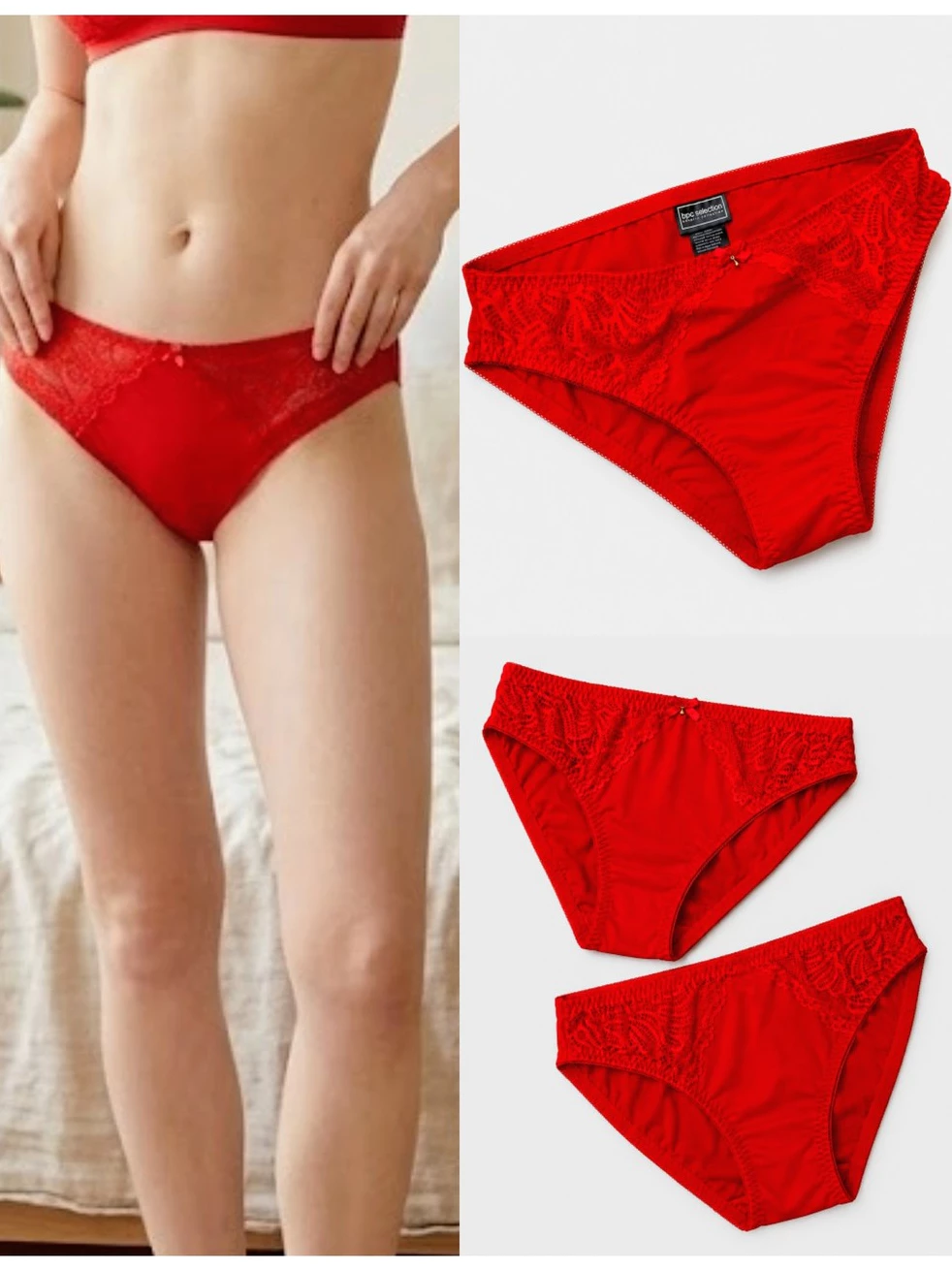 Panties Lace (Red Brocade) - Renda