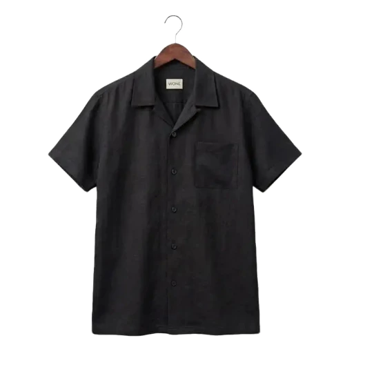 WANSE Kemeja Bowling Oversized | Kemeja Linen Premium | Cuban Bowling Kemeja Polos Pria Lengan Pendek