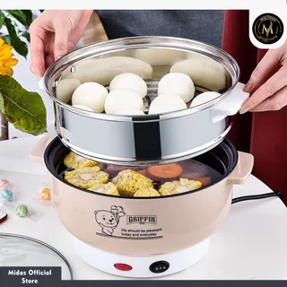 Panci Listrik Multifungsi Beruang Kuping Hot Pot Anti Lengket | Electric Pot Fry Steam Hemat Listrik | Panci Elektrik untuk Memasak Mie Sup Rebus Tumis Goreng Kukus Peralatan Dapur Praktis