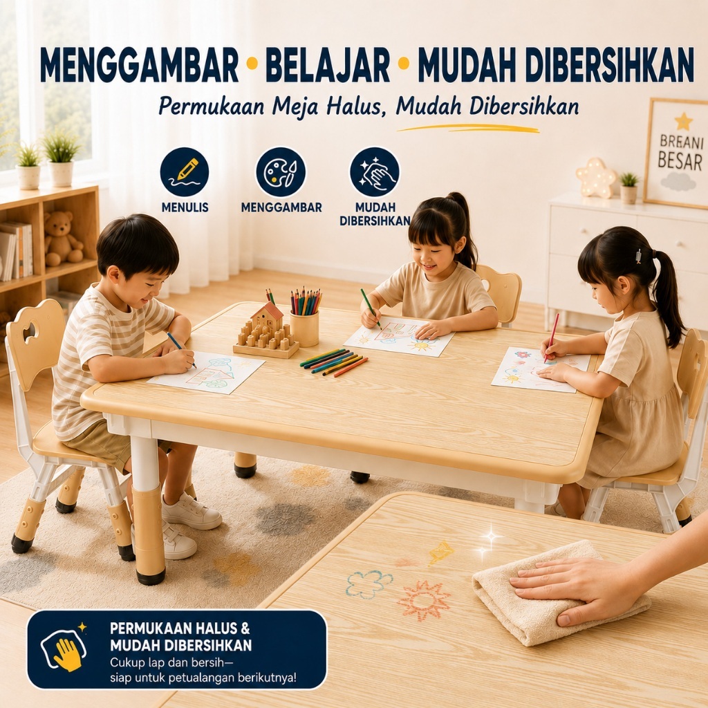 kemudahan memindahkan kursi ringan set meja kursi anak