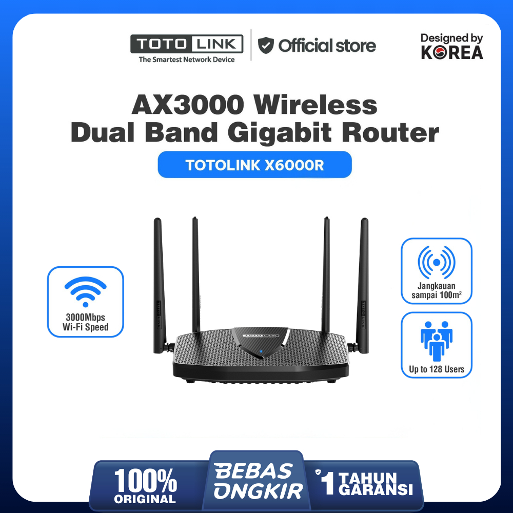 Jual TOTOLINK X6000R - Wireless Dual Band Gigabit AX3000 - Wi-Fi 6 ...
