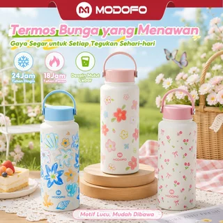 MODOFO Botol Minum 1 Liter Aesthetic Tumbler Stainless Tumblr Tahan Panas Dingin 24 Jam Termos Air Panas