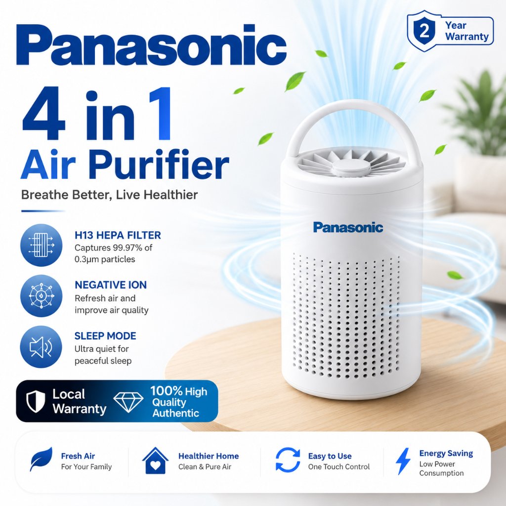 Panasonic  Air Purifier 99.97% Aromaterapi  Medis HEPA 13 Filter UV-C Ruangan Bayi One Home, AntiPM2.5, Bau, Virus, Debu, Alergi