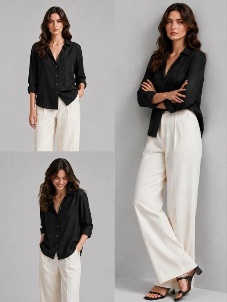 Kemeja Linen Wanita BR Linen Shirt Long Sleeve - 2844