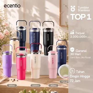 [Shop Live] ecentio Pro Tumbler Stainless 900ml/1200ml Portable Thermos Botol Minum Besar Dengan Tas Tahan Panas Dingin 24 Jam Aesthetic Lucu Termos Air Panas Kopi Dengan Sedotan Cocok Untuk Sekolah Anak Laki-Laki