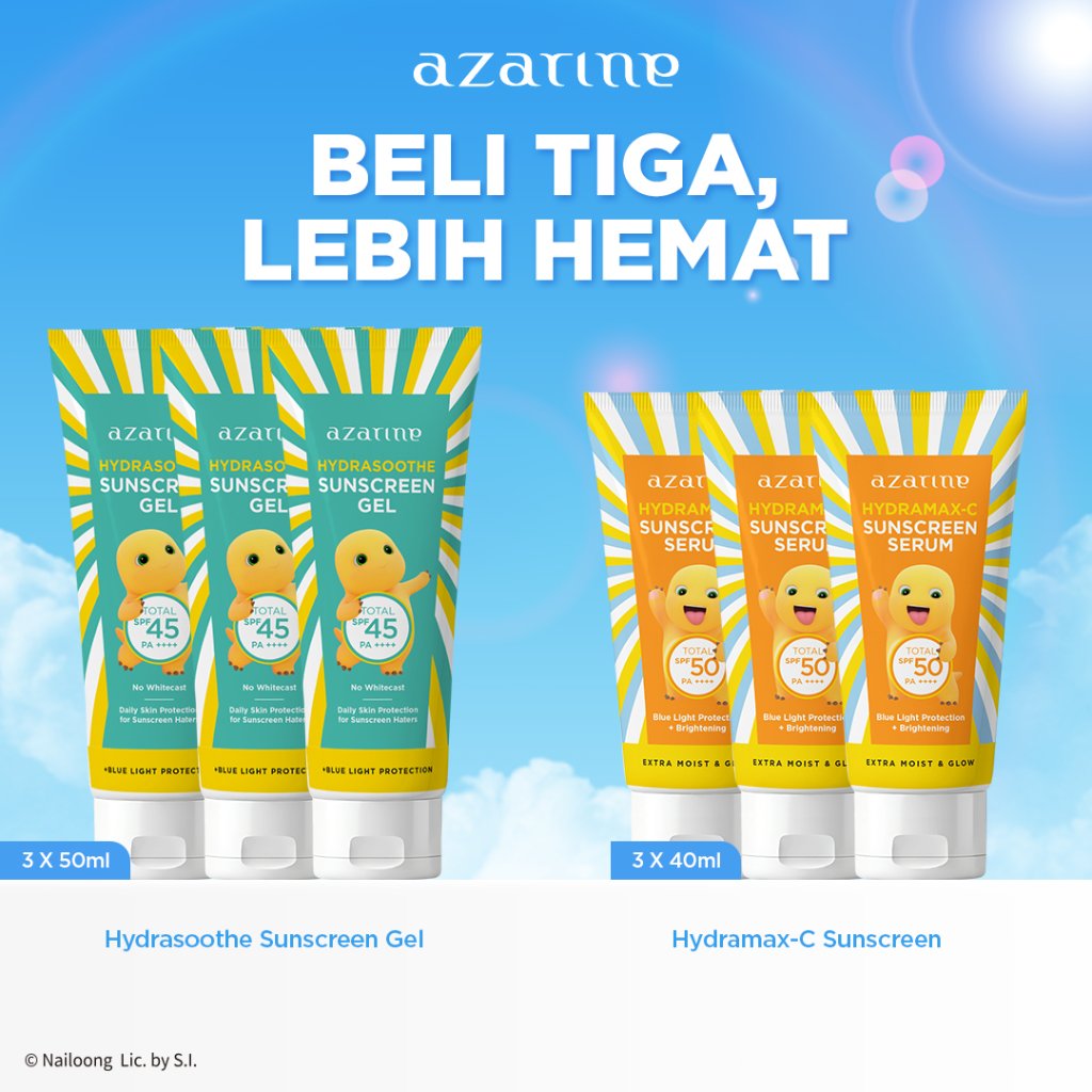 [3 PCS] Azarine Triplepack Sunscreen Untuk Kulit Normal Berminyak Kusam Berjerawat [LULUS UJI INVIVO INVITRO]