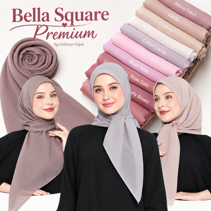 Bella Square Hijab Premium 50 Warna