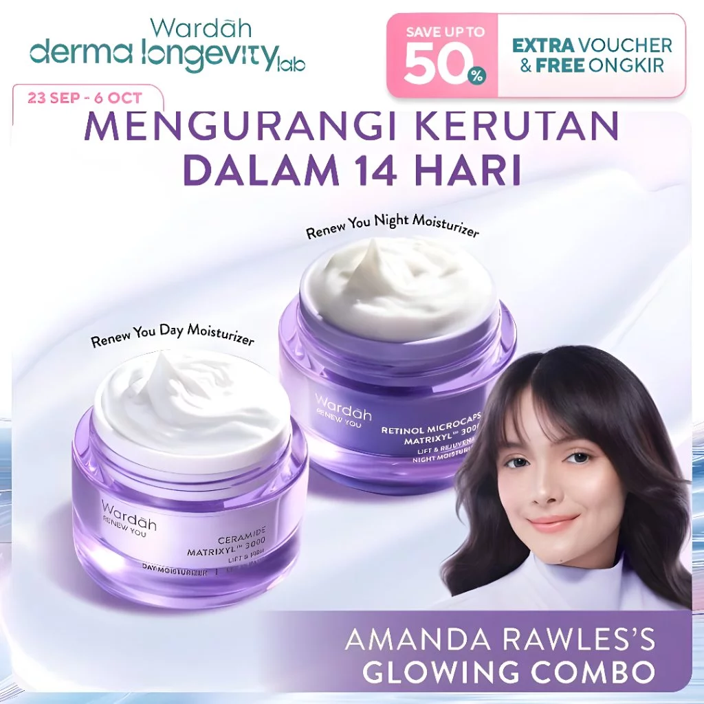 WARDAH Paket 2pcs Renew You - Lift Firm Day Moisturizer dan Rejuvenate Night Moisturizer 30gr - Skin Renewal, Membantu Melembabkan Kulit, Menyamarkan Kerutan dan Garis Halus, Mengencangkan Kulit, Meratakan Warna Kulit, Menyamarkan Bekas Jerawat - Skincare