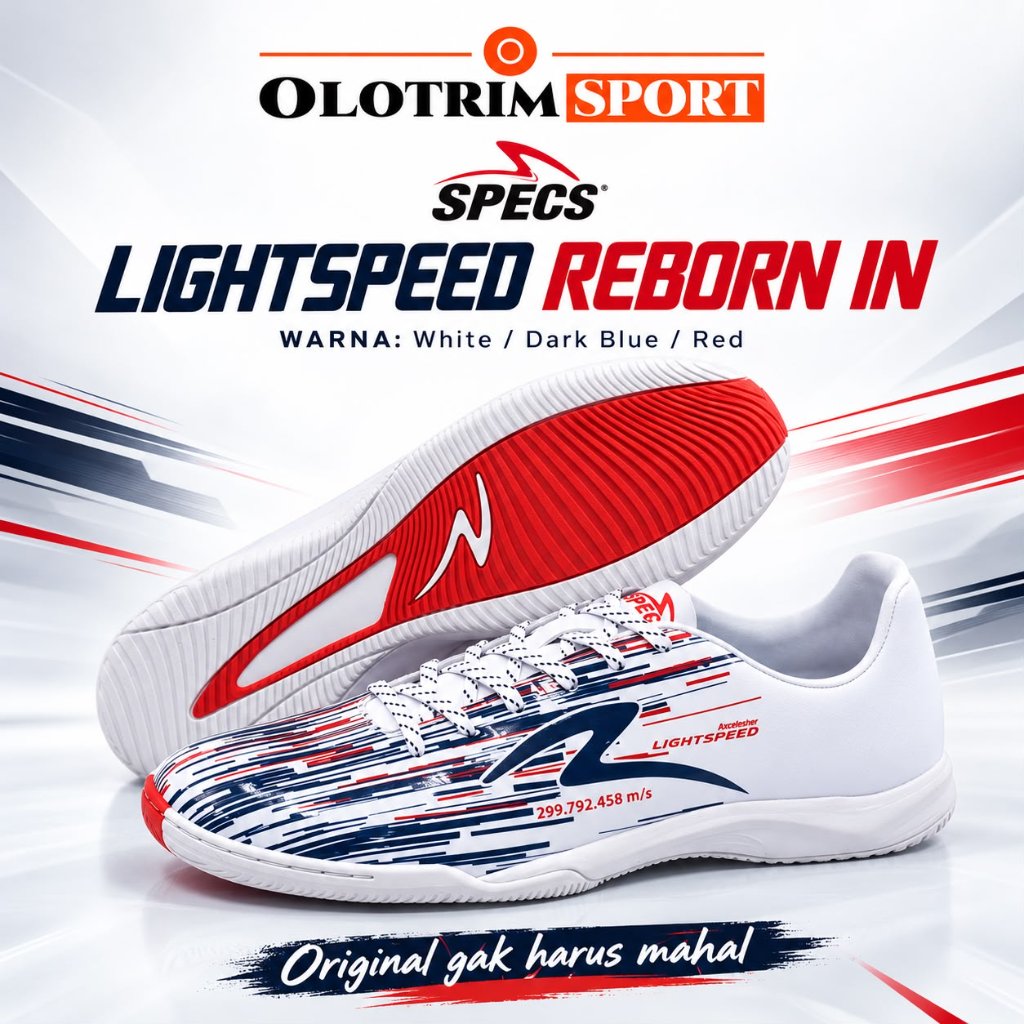 Jual {IN} Sepatu Futsal Specs Lightspeed Reborn IN White Dark Blue ...