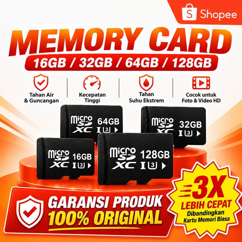 Jual Micro SD Card 16GB 32GB 64GB 128GB Kartu Memori HP Kamera CCTV TF ...