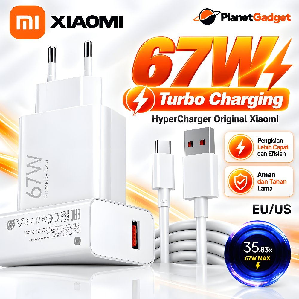 Charger Xiaomi 67W Turbo Charging Type C Fast Adapter Kabel Redmi Poco