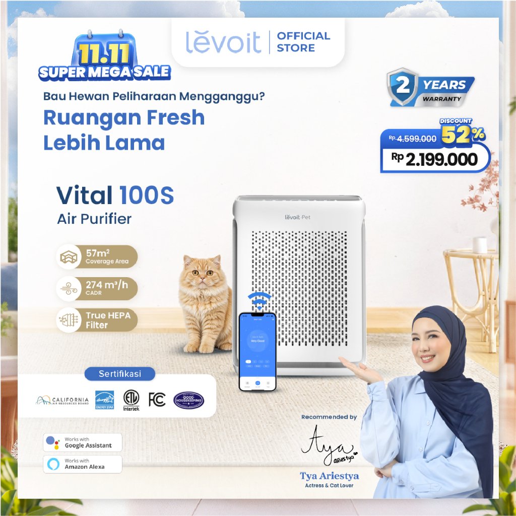 Levoit Vital 100S Pet Care Smart True HEPA Air Purifier Original
