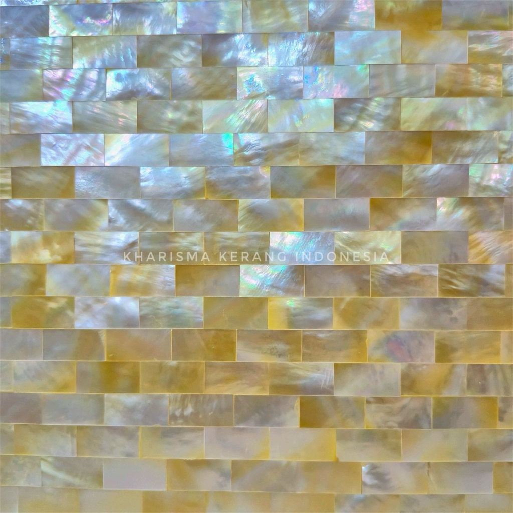 Jual Gold Mother of Pearl Backsplash Brick Pattern Panel Kerang Mutiara ...