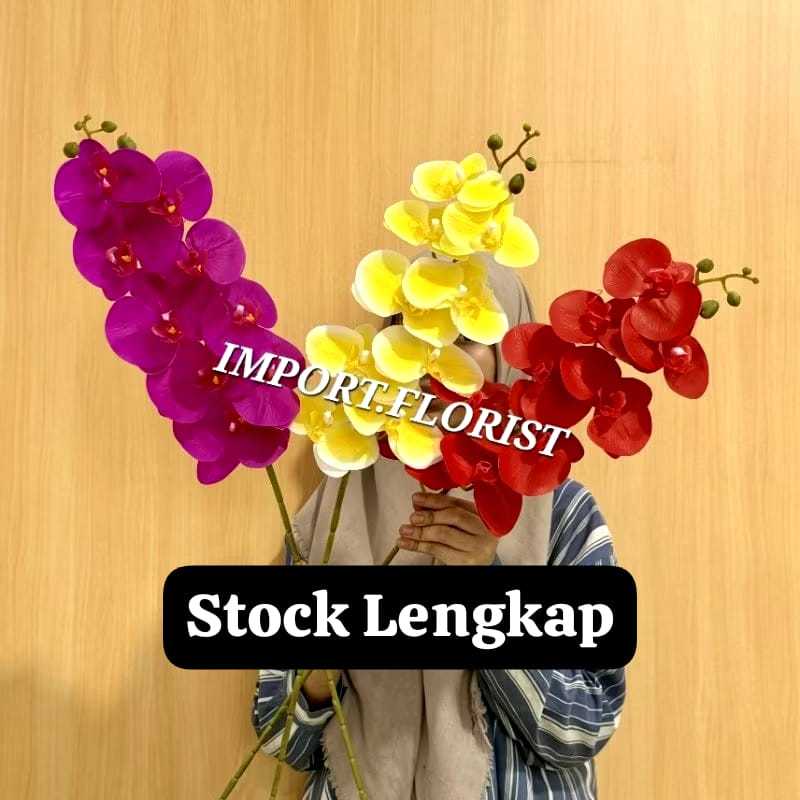 Jual Bunga Anggrek Lateks Soft 9 Kuntum, Artficial Orchid Latex Buatan ...