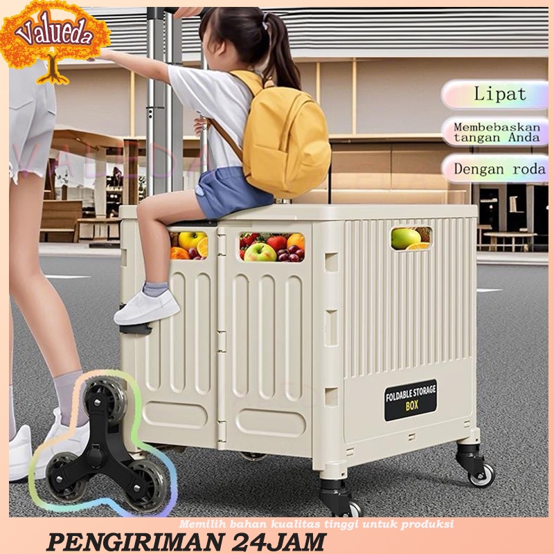 Jual VALUEDA Troli Lipat Plastik dengan Roda Box Lipat Multifungsi ...