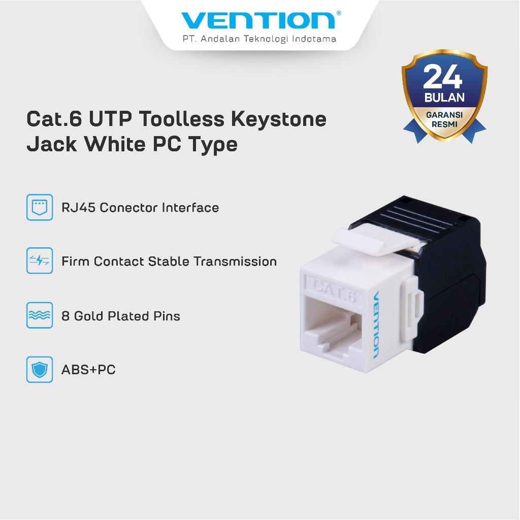 Jual Vention Konektor Barel RJ45 Cat5E Cat6 Modular Keystone Toolless ...