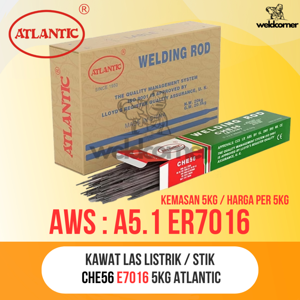 Jual KAWAT LAS ATLANTIC CHE56 5KG (2.5MM 3.2MM) / KAWAT LAS ATLANTIC ...