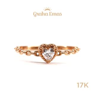 Graha Emas Cincin Emas Rose Bentuk Heart 17K - Rose Gold Heart Model Ring 17 Carat M1257