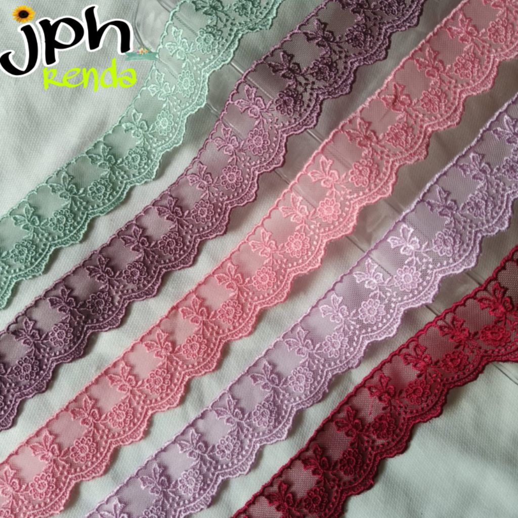 Jual Renda tile lebar 4cm, renda tulle (per roll isi 15yard) | Shopee ...