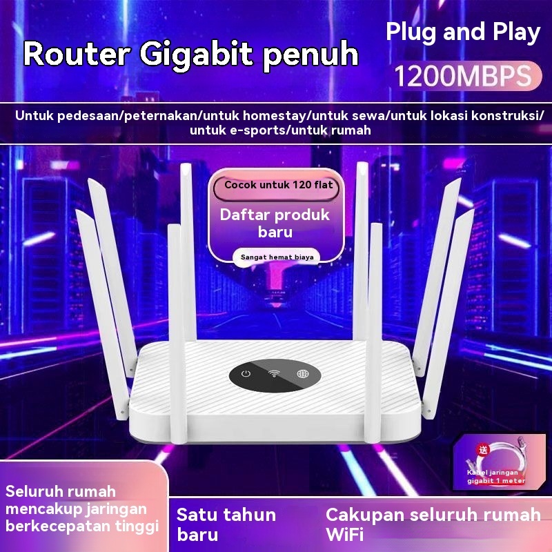 Jual Eight-antenna 5g high-speed wired router Gigabit super power Eight ...