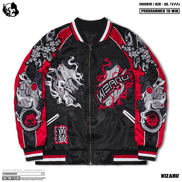 KIZARU X BIGETRON Jaket Sukajan Hitam Inferno - Gaya Trendy dan Nyaman untuk Penampilan Keren!