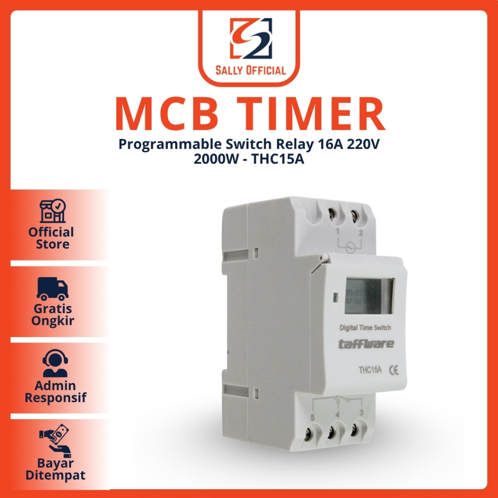 Jual Programmable Timer Switch Relay 16A 220V 2000W MCB Timer - THC15A ...