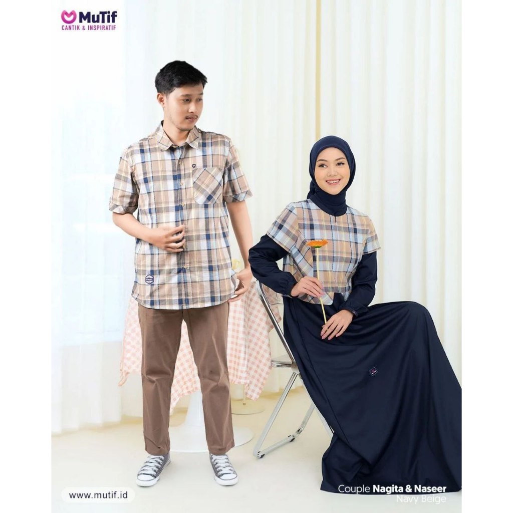 Jual Couple MUTIF NAGITA & NASEER NAVY BEIGE | Baju Couple/Sarimbit ORI ...