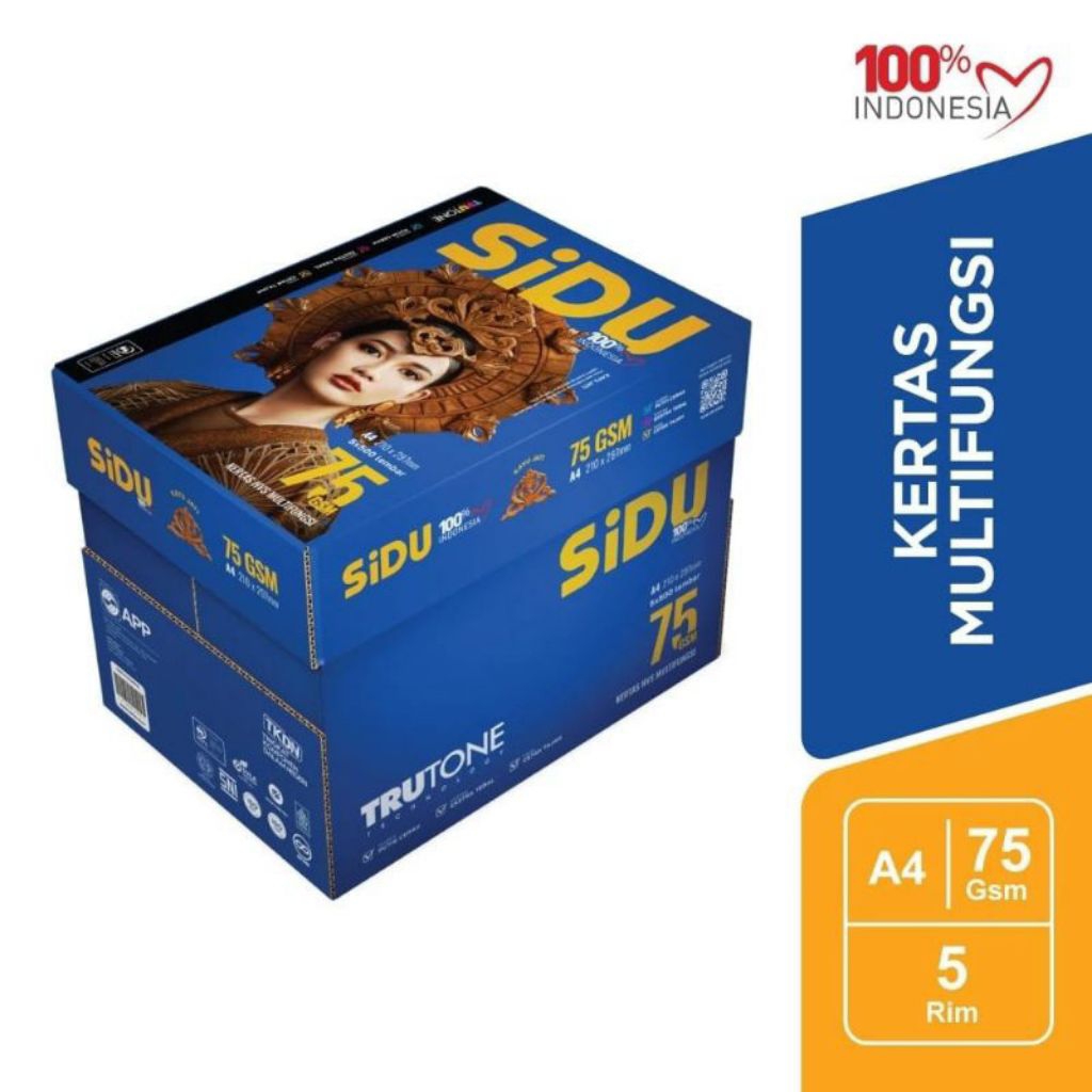 Jual KERTAS HVS A4 & F4 75GSM SIDU 1 KARTON (5 RIM) | Shopee Indonesia