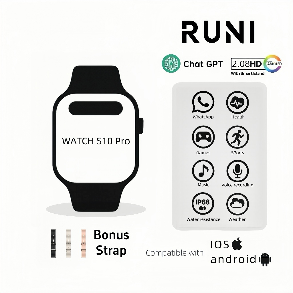 Jual [RUNI RUNI WATCH S10 Pro AI Smartwatch BLUETOOTH IP68