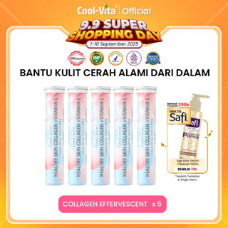 Coolvita Collagen Effervescent Paket Lebih Murah - Suplemen Kolagen + Vit C | Membantu Mencerahkan Kulit Mengurangi Tanda Penuaan New Packaging | BPOM & Original