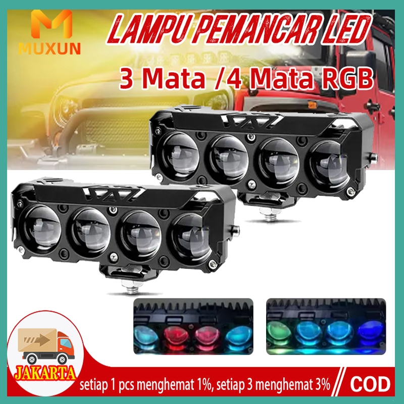 3mata/4mata Lampu Sorot Laser Mini Sepeda Motor, Lampu Depan Tiga Mata, , Lampu Tambahan Sepeda Motor Super Terang, Putih + Kuning, 12V/24V Devil Eye   Untuk lampu depan mobil truk lampu offroad lampu tambahan for fuso avanza genio scopy nmax pcx vario