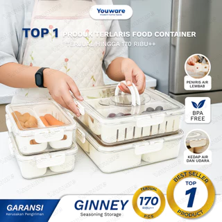 Youware - Ginney Food Container (HARGA SATUAN) / Kotak penyimpanan makanan ringan Tempat makan bumbu dapur Wadah penyimpanan makanan di kulkas dengan tutup kedap udara Food Storage