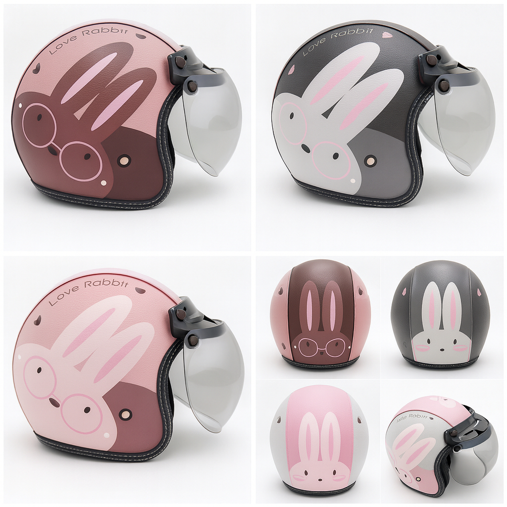 Jual [DICUSTOM] HELM BOGO RETRO KULIT LOVELY RABBIT SNI | FREE BISA ...