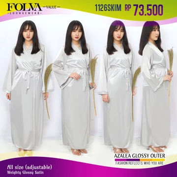 FOLVA Kimono Baju Tidur Panjang Satin Robe All Size