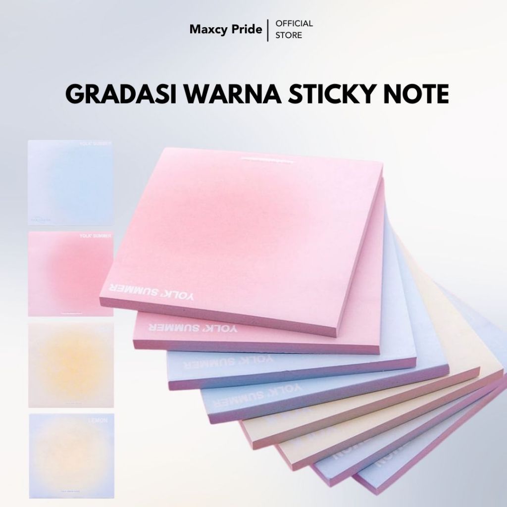 Jual Sticky Notes 50 Lembar Gradasi Lucu Polos Memo Tempel Warna-Warni ...