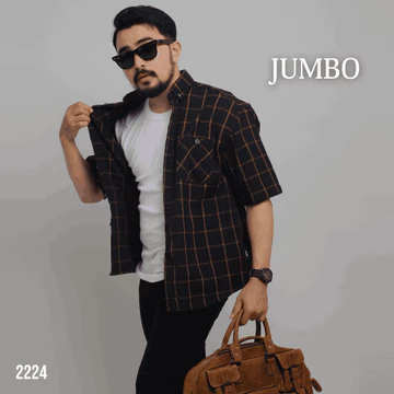 DGM Kemeja Pria Flanel Jumbo Lengan Pendek Premium 049