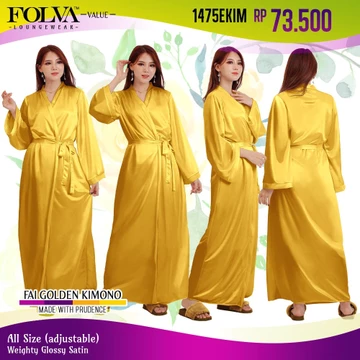 FOLVA Kimono Baju Tidur Panjang Satin Robe All Size