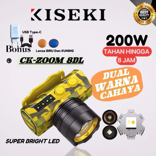 Kiseki Senter Kepala Zoom CK-ZOOM 8DL 200 WATTSenter Kepala Super Terang  Teleskop LED Fokus senter swat mini