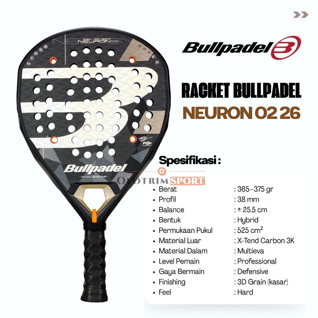 Jual BULLPADEL NEURON 02 26 Racket Bull Padel Raket Original | Shopee ...