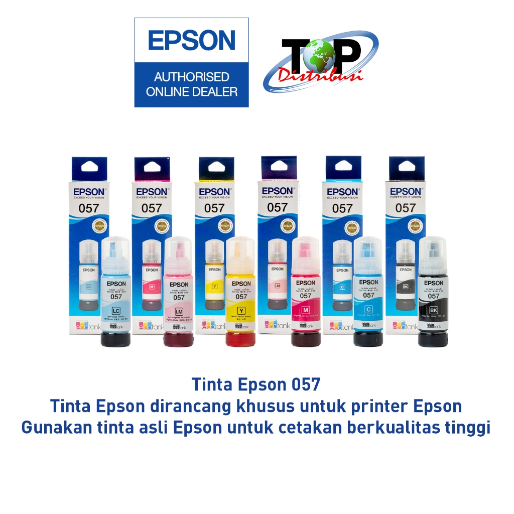 Jual Tinta EPSON 057 6 Warna Black Cyan Magenta Yellow Light Cyan Light ...