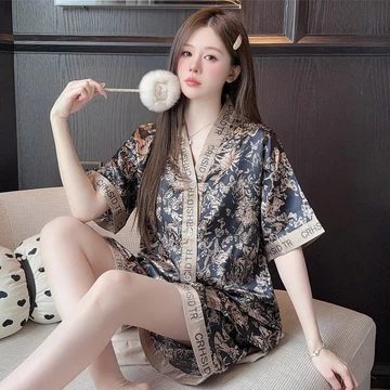 NOIRI Piyama Wanita Set Satin Celana Pendek Lengan Pendek Bahan Satin Premium Baju Tidur