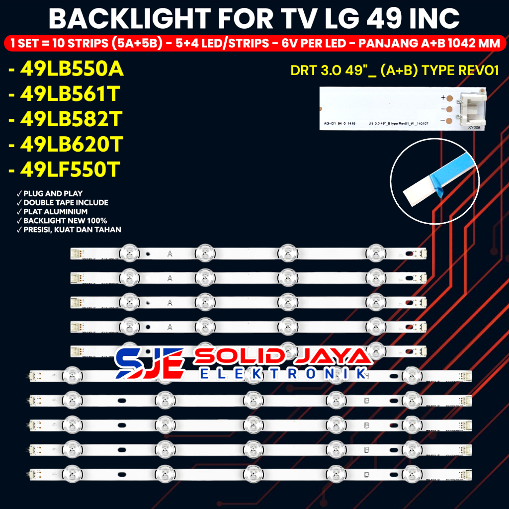 Jual BACKLIGHT TV LED LG 49 INCH 49LB550 49LF550T 49LB561T 49LB582T ...