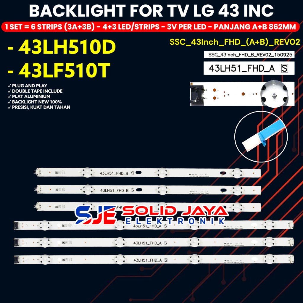 Jual BACKLIGHT TV LED LG 43 INCH 43LH510 43LF510 43LH510D 43LF510T ...