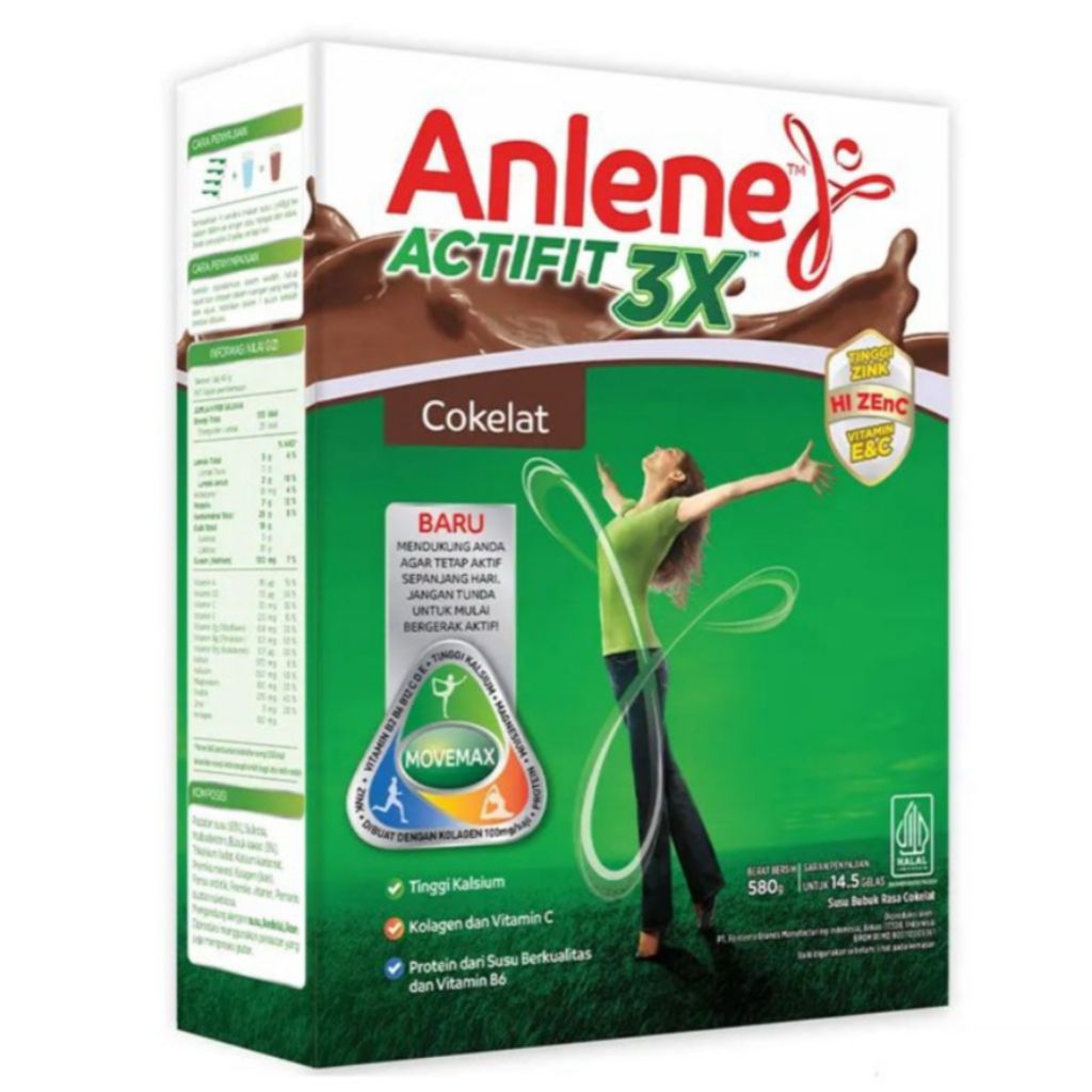 Jual Anlene Actifit 3X Susu Bubuk Dewasa 580 gr Cokelat. Nutrisi Tinggi ...