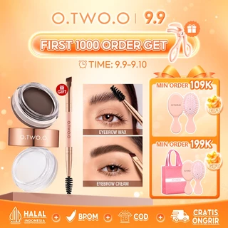 O.TWO.O 2 In 1 Eyebrow Cream& Bow Wax With Brush 3 Colors Long Lasting Waterproof Cosmetics