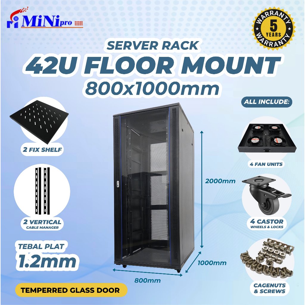 Jual Minipro Rack Server 42U 800x1000mm Floor Mount Rack | Shopee Indonesia